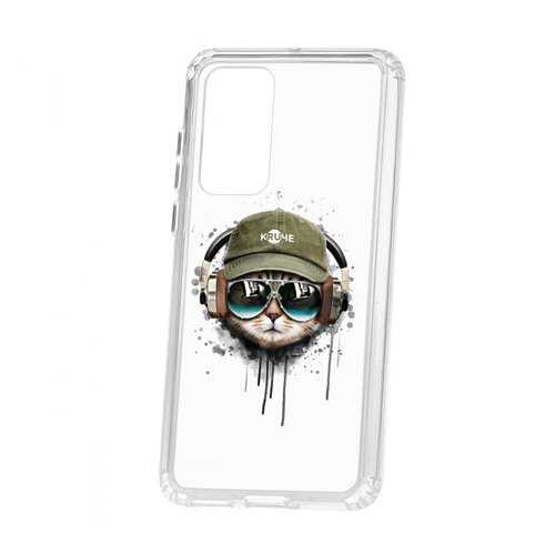 Чехол Kruche Huawei P40 Print Кот в наушниках в Билайн