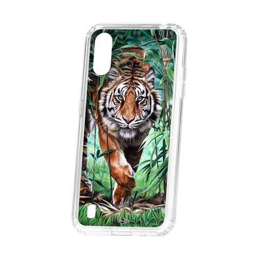 Чехол Kruche Samsung Galaxy A01/A015 Print Крадущийся тигр в Билайн