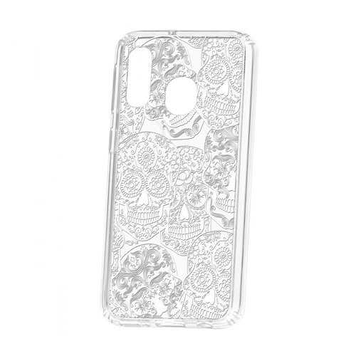 Чехол Kruche Samsung Galaxy A40 2019 Print Skull White в Билайн