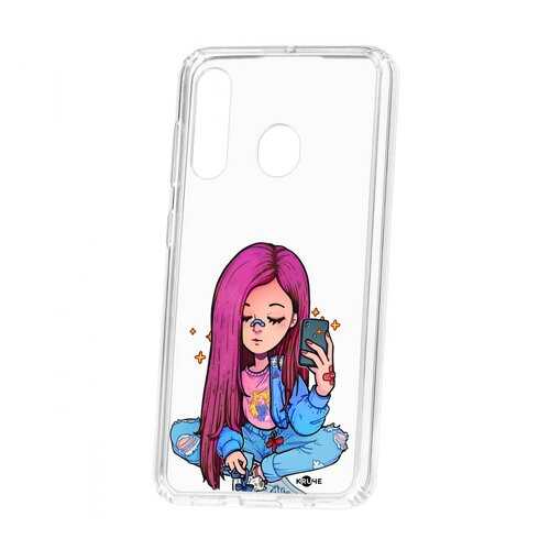 Чехол Kruche Samsung Galaxy A60 Print Pink Hair в Билайн