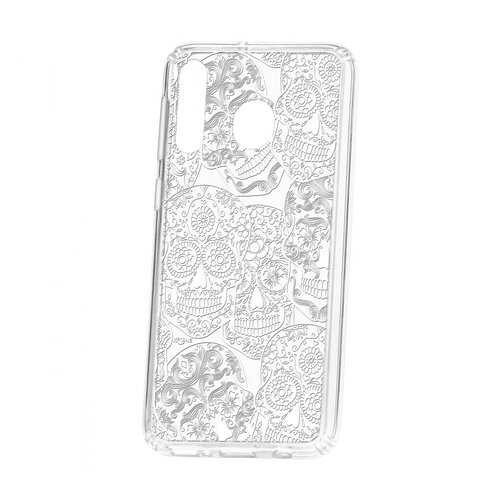 Чехол Kruche Samsung Galaxy M30 Print Skull White в Билайн