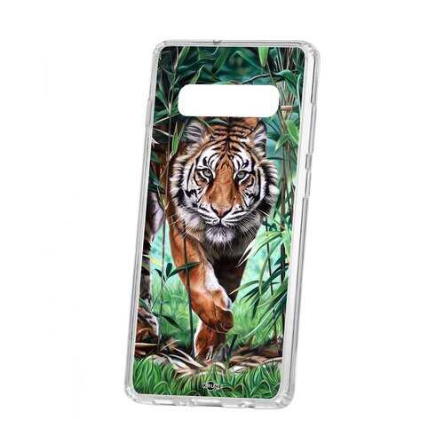 Чехол Kruche Samsung Galaxy S10+ Print Крадущийся тигр в Билайн