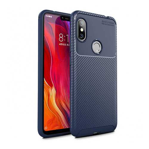 Чехол с текстурой Карбон для Xiaomi Redmi Note 6 Pro Blue в Билайн