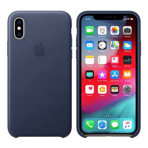 Кейс для iPhone Apple XS Leather Case Темно синий в Билайн