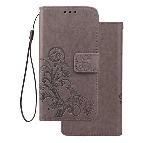 Кожаный Чехол (книжка) Four-leaf Clover с визитницей для Samsung Galaxy A6s (2018) Grey в Билайн