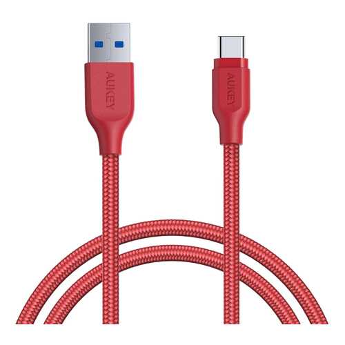 Кабель Aukey Braided Nylon USB-C to USB-A 3.1 1.2m Red (CB-AC1) в Билайн