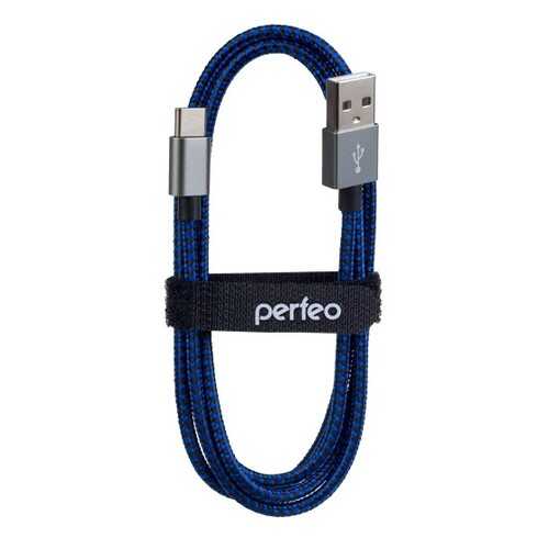 Кабель Perfeo USB2.0 A вилка - USB Type-C вилка, черно-синий, длина 1 м. (U4903) в Билайн