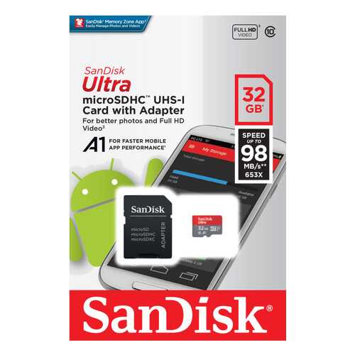 Карта памяти SanDisk Micro SDHC SDSQUAR-032G-GN6MA 32GB в Билайн