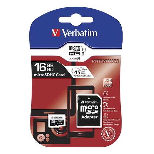 Карта памяти Verbatim microSDHC Class 10 UHS-I (SD адаптер) в Билайн