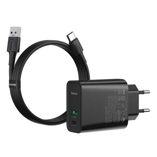 Сетевое зарядное устройство Baseus Speed PPS Quick Charge 1m 1USB+Type-C 5A Black в Билайн