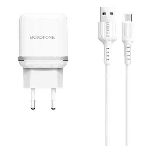 Сетевое зарядное устройство Borofone BA25A (2USB / 2.4A) + кабель MicroUSB 1м White в Билайн
