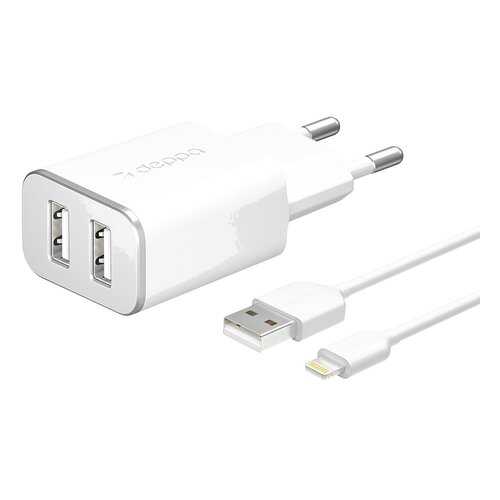 Сетевое зарядное устройство Deppa 2 USB 2,4A White в Билайн